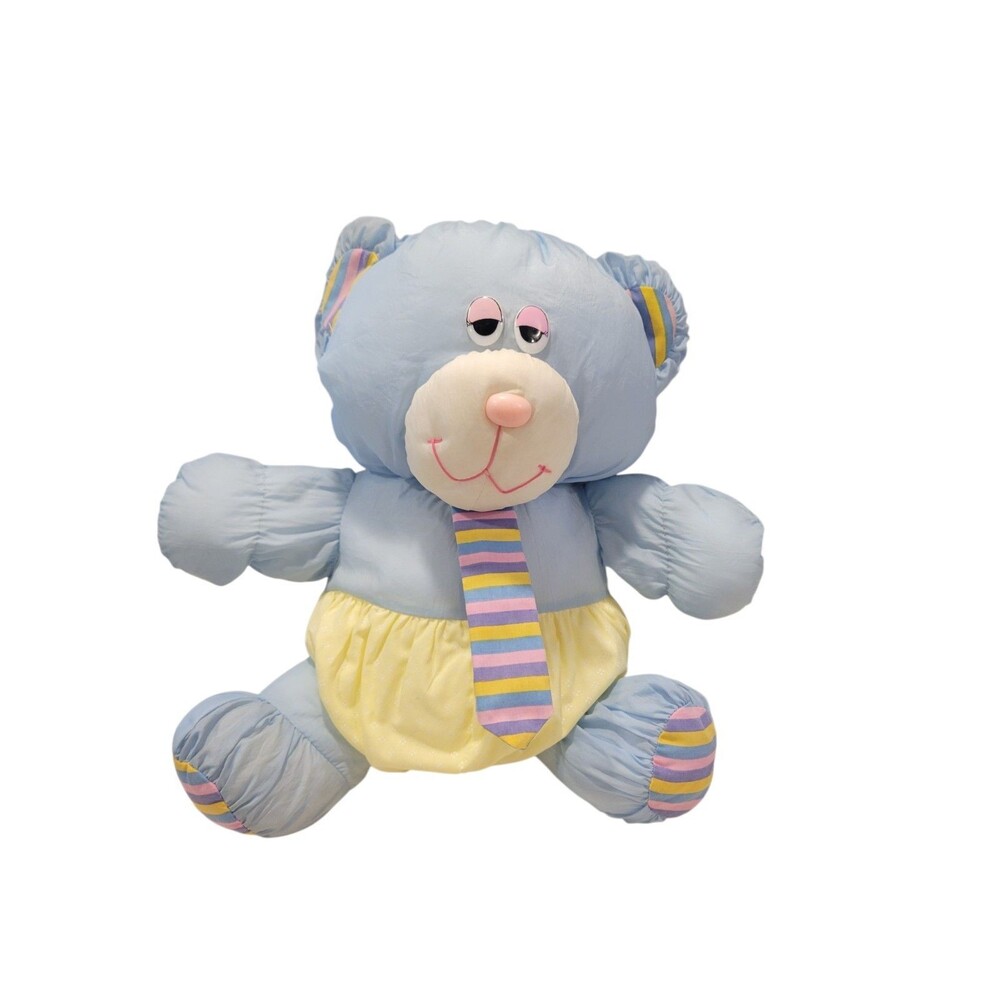 Vintage Dan Dee Teddy Bear Nylon Blue Plush 12" Stuffed Animal I'm A Dan Dee